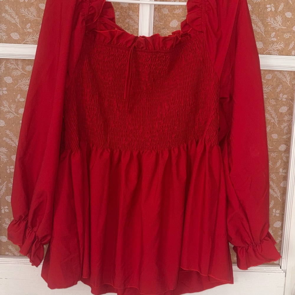 SHEIN Vibrant Red Blouse with Ruffle Details